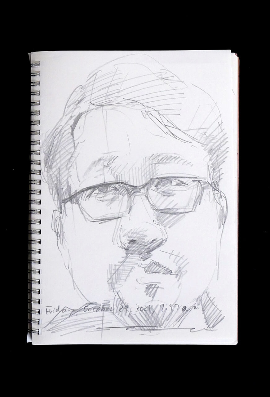 Contemporary artist SHINTAKU Tomoni's 2021/10/29 Self-portrait or pencil drawing