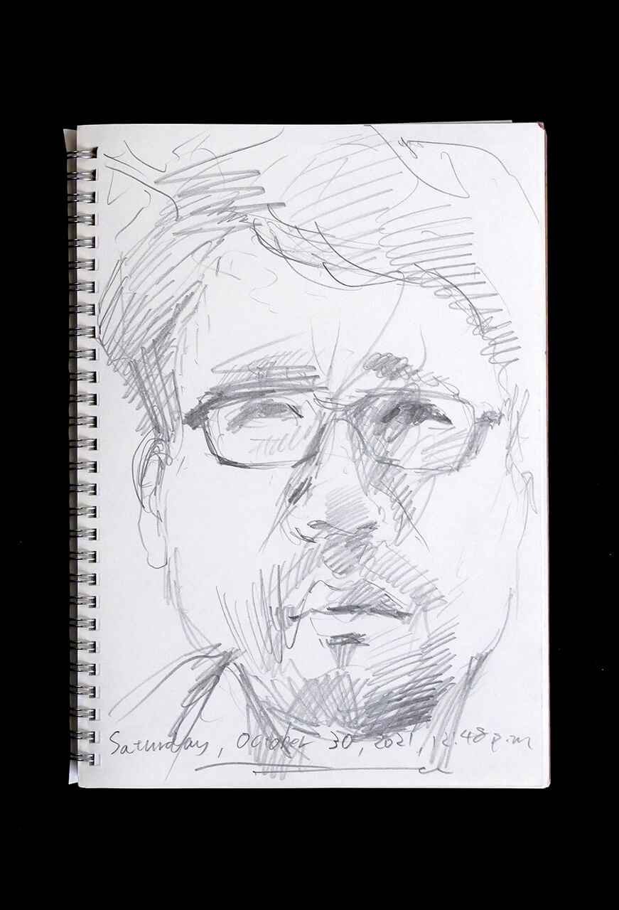 Contemporary artist SHINTAKU Tomoni's 2021/10/30 Self-portrait or pencil drawing