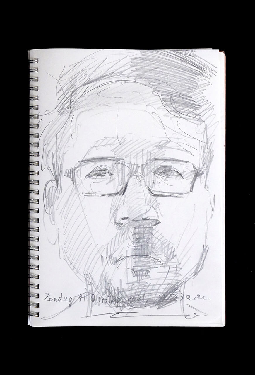 Contemporary artist SHINTAKU Tomoni's 2021/10/31 Self-portrait or pencil drawing