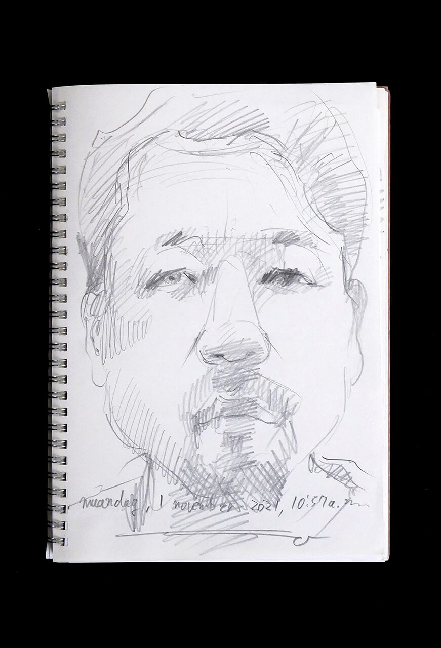 Contemporary artist SHINTAKU Tomoni's 2021/11/1 Self-portrait or pencil drawing