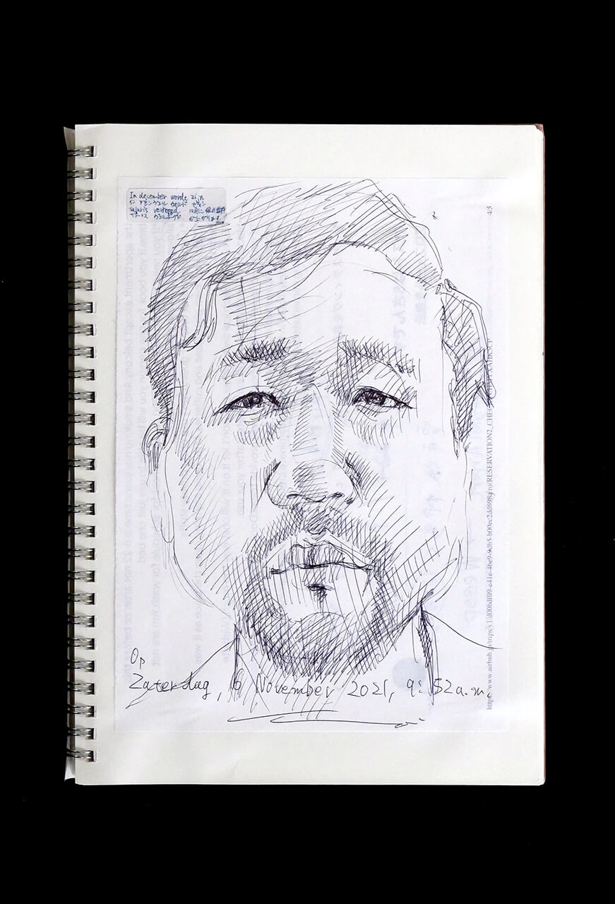 Contemporary artist SHINTAKU Tomoni's 2021/11/6 Self-portrait or pencil drawing