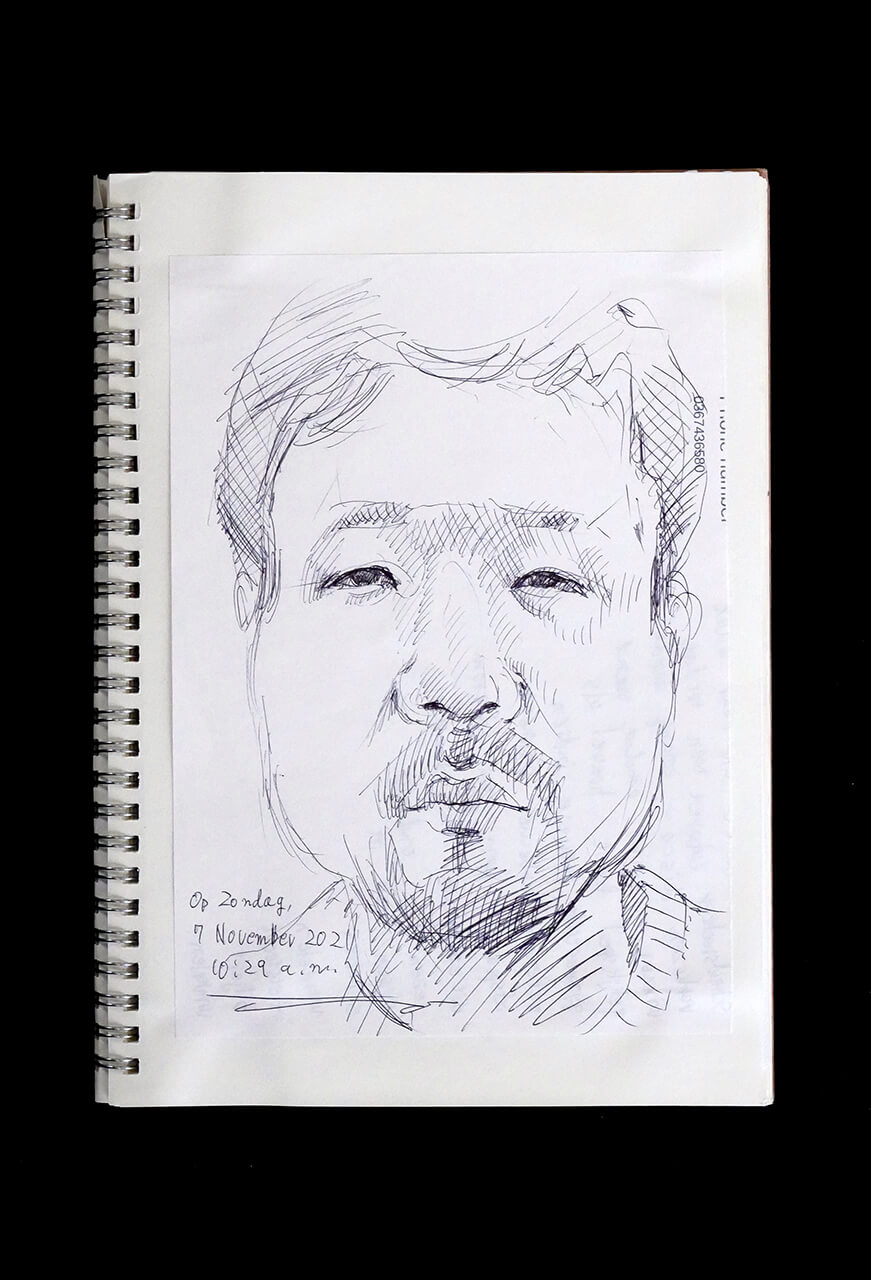 Contemporary artist SHINTAKU Tomoni's 2021/11/7 Self-portrait or pencil drawing