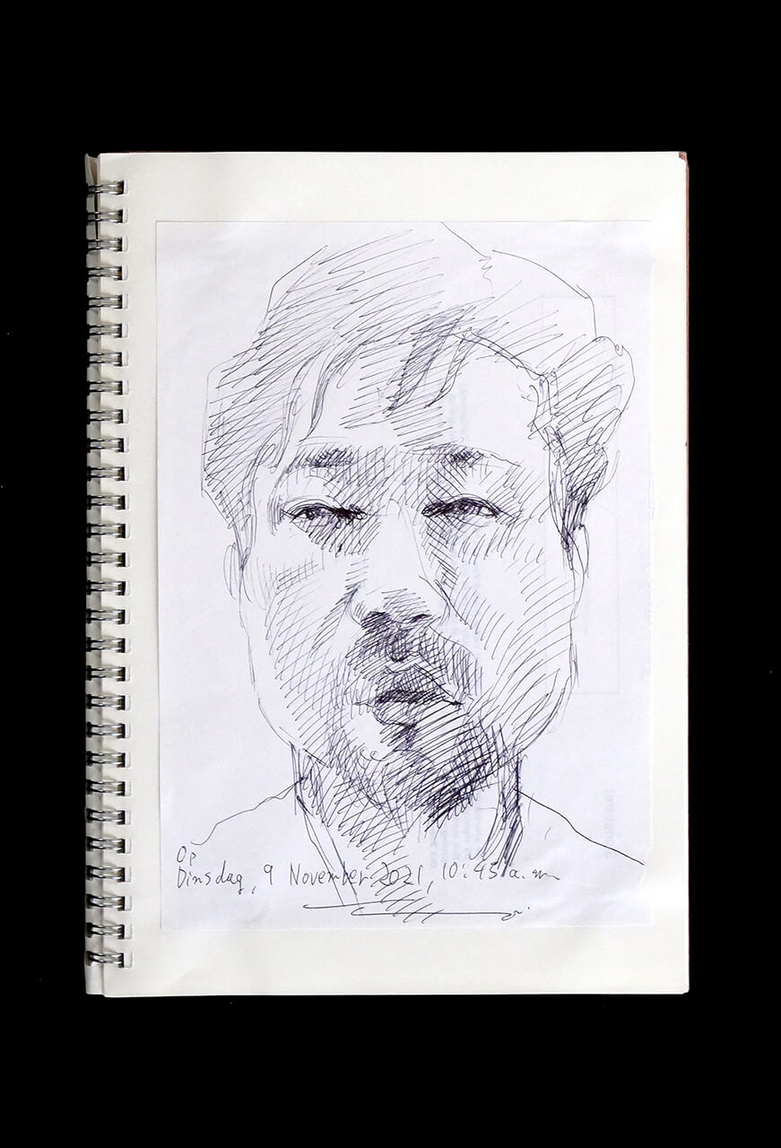Contemporary artist SHINTAKU Tomoni's 2021/11/9 Self-portrait or pencil drawing
