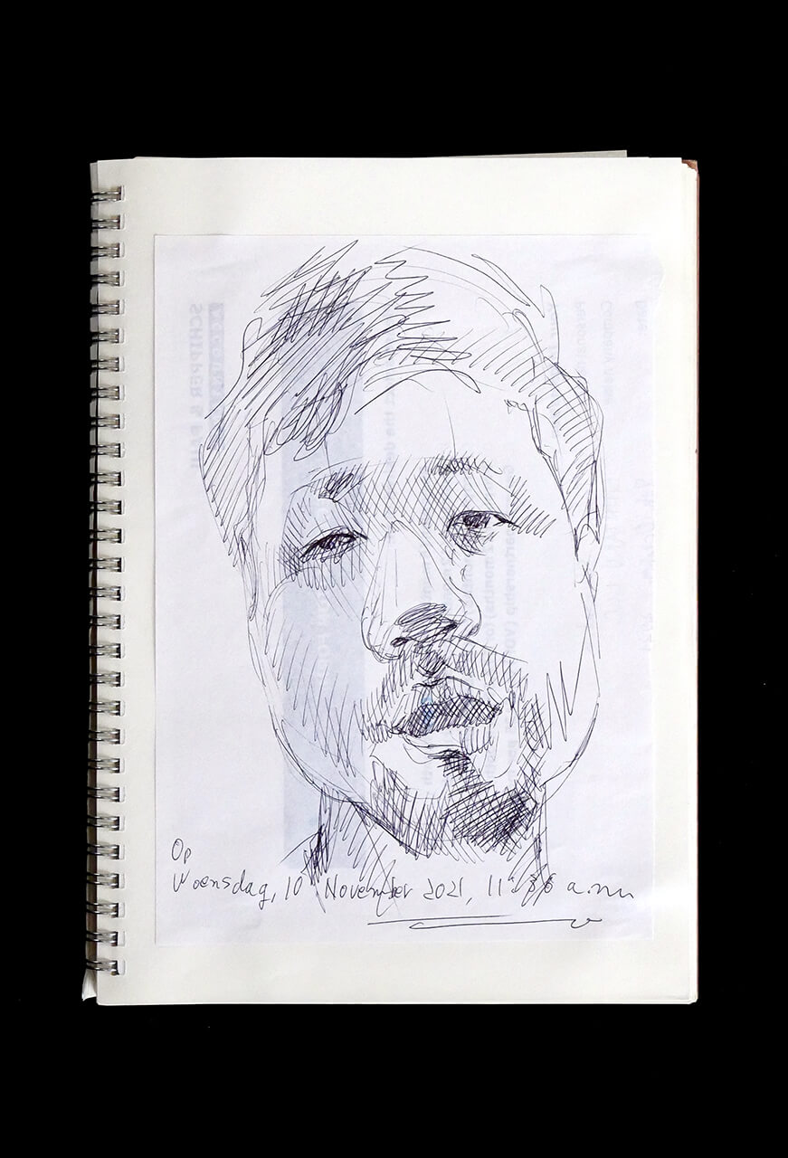 Contemporary artist SHINTAKU Tomoni's 2021/11/10 Self-portrait or pencil drawing