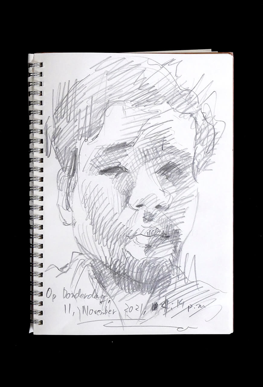 Contemporary artist SHINTAKU Tomoni's 2021/11/11 Self-portrait or pencil drawing