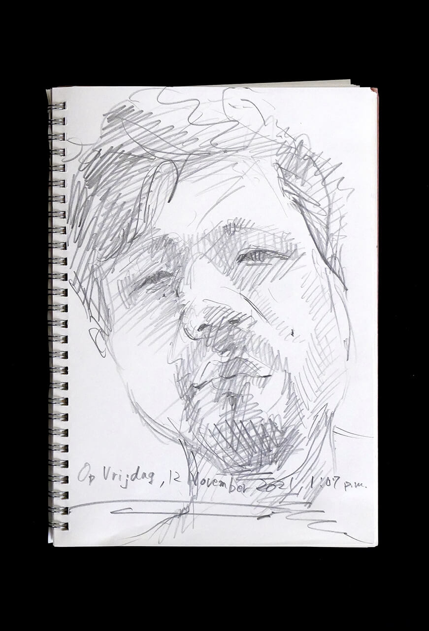 Contemporary artist SHINTAKU Tomoni's 2021/11/12 Self-portrait or pencil drawing
