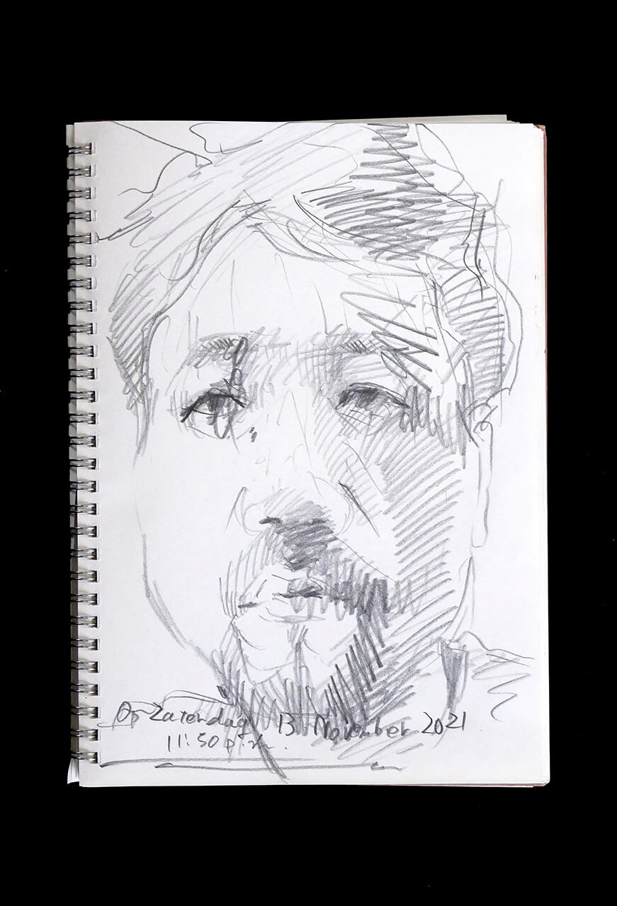 Contemporary artist SHINTAKU Tomoni's 2021/11/13 Self-portrait or pencil drawing