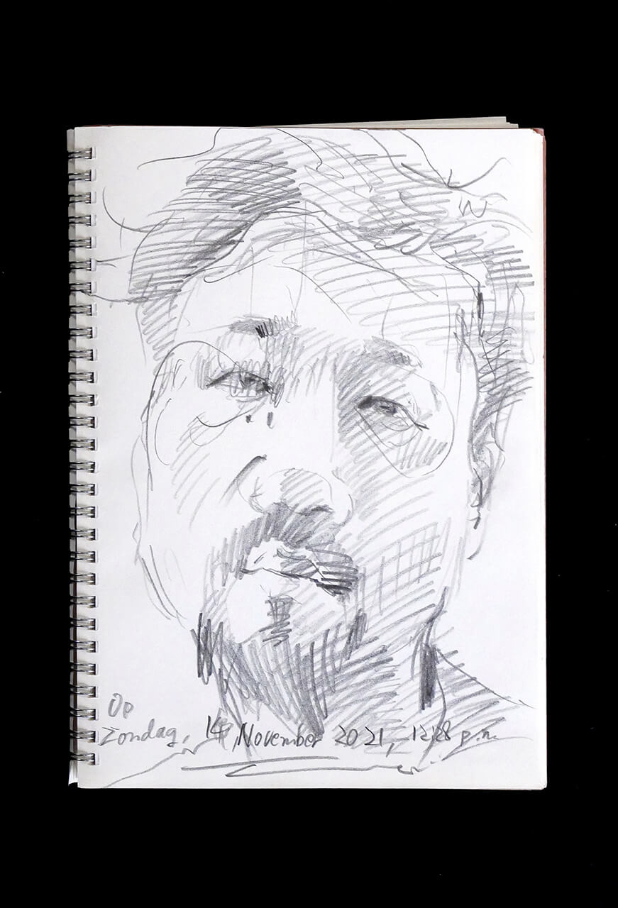 Contemporary artist SHINTAKU Tomoni's 2021/11/14 Self-portrait or pencil drawing