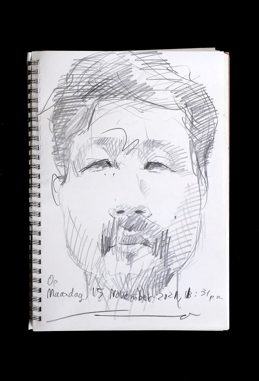 Contemporary artist SHINTAKU Tomoni's 2021/11/15 Self-portrait or pencil drawing