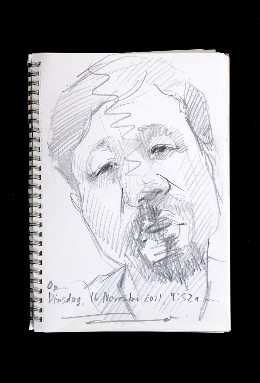 Contemporary artist SHINTAKU Tomoni's 2021/11/16 Self-portrait or pencil drawing