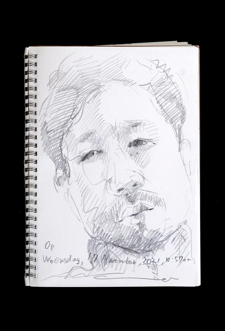 Contemporary artist SHINTAKU Tomoni's 2021/11/17 Self-portrait or pencil drawing