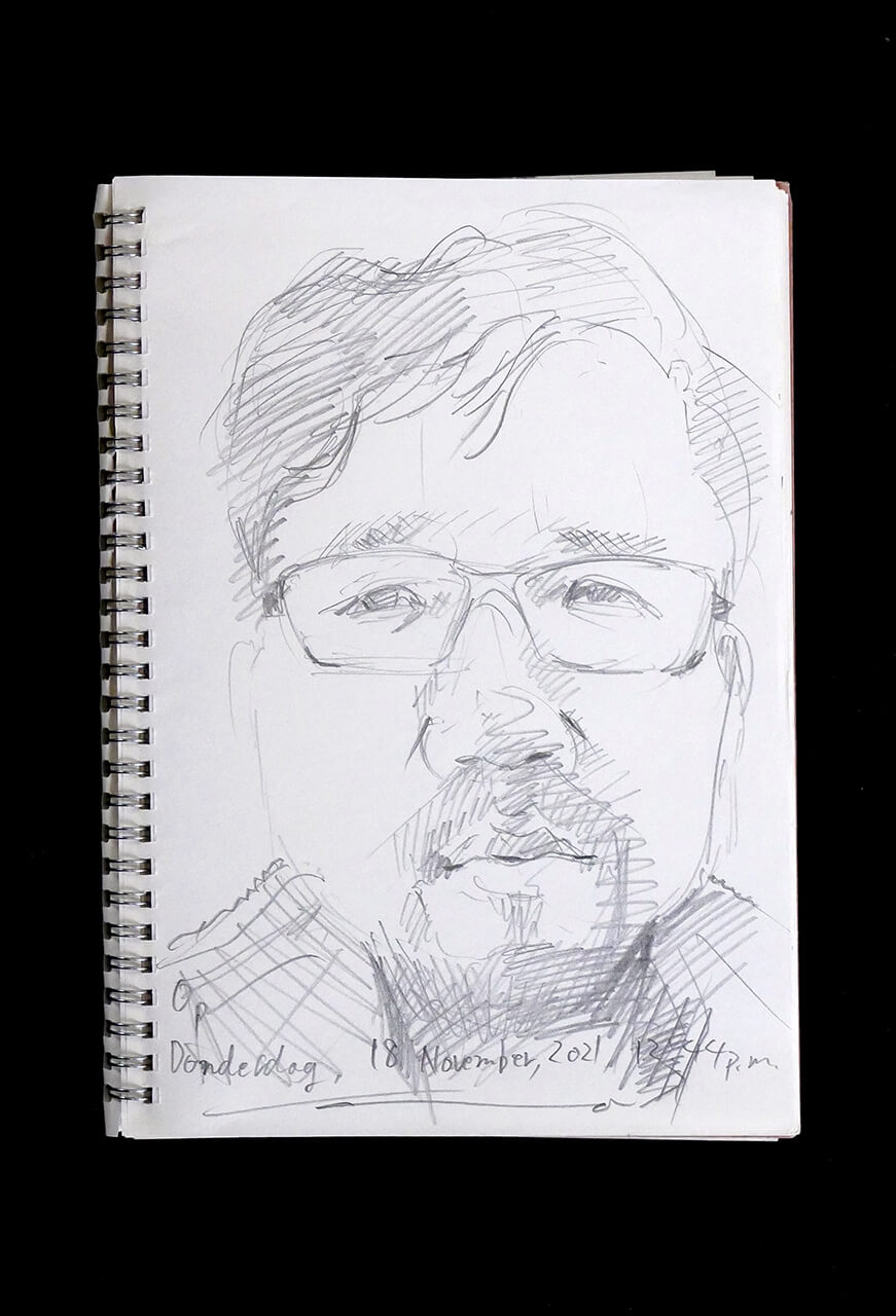 Contemporary artist SHINTAKU Tomoni's 2021/11/18 Self-portrait or pencil drawing
