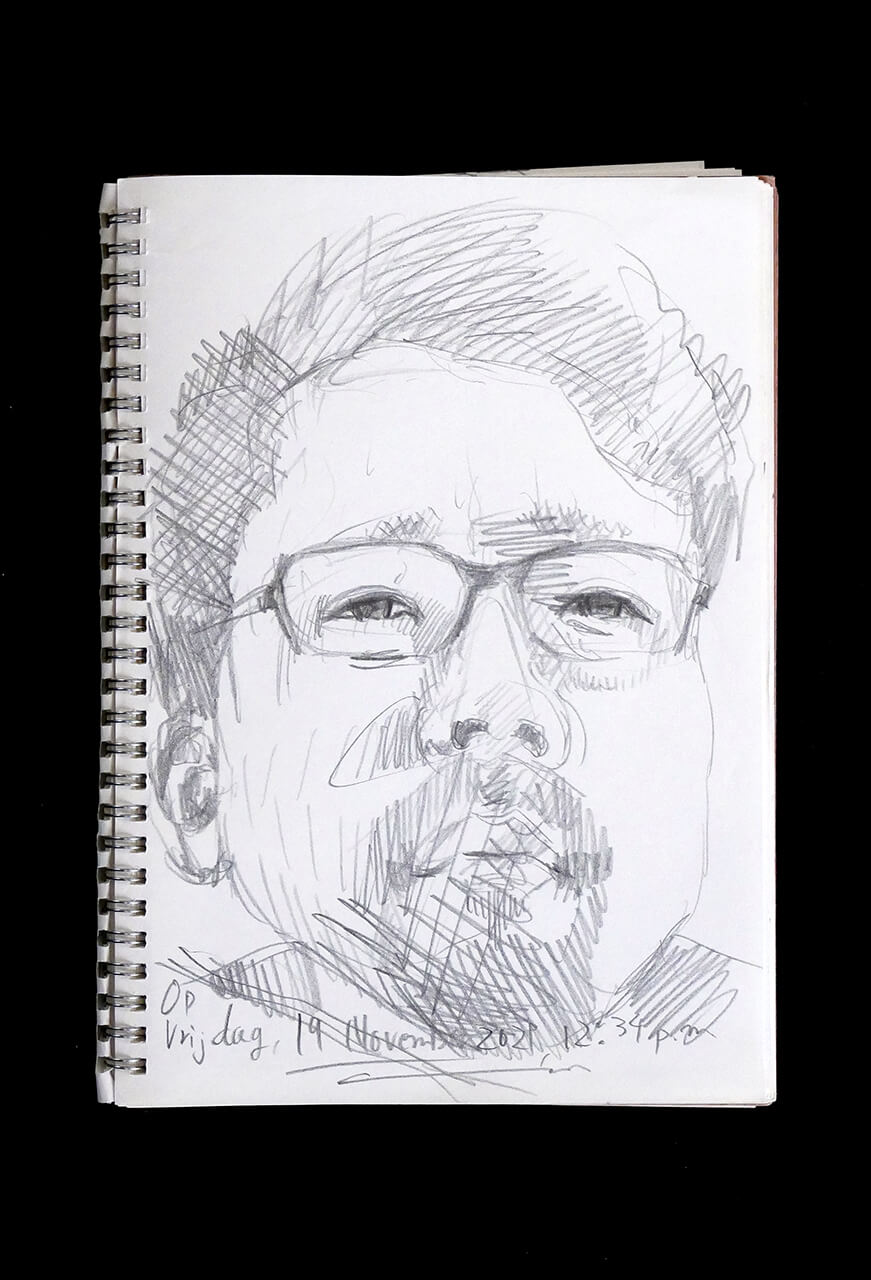 Contemporary artist SHINTAKU Tomoni's 2021/11/19 Self-portrait or pencil drawing