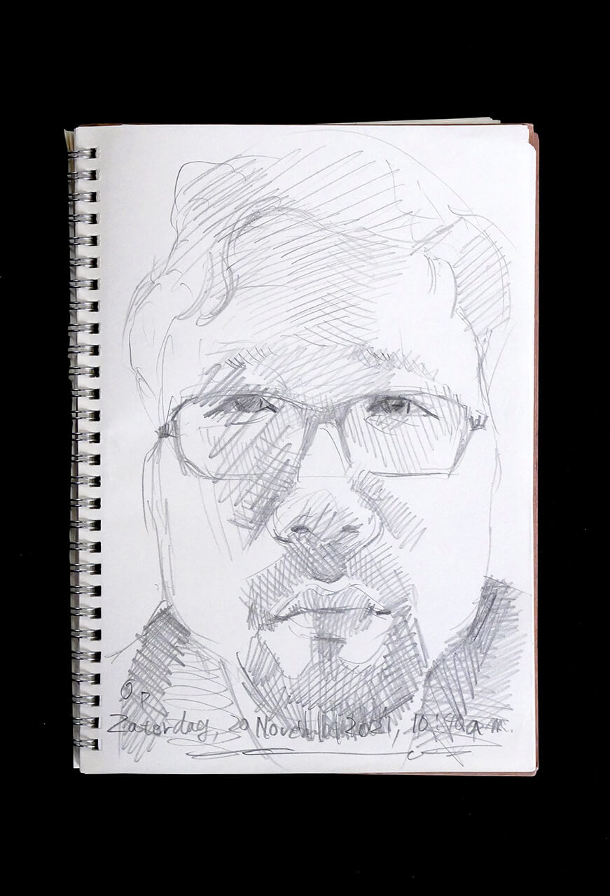 Contemporary artist SHINTAKU Tomoni's 2021/11/20 Self-portrait or pencil drawing