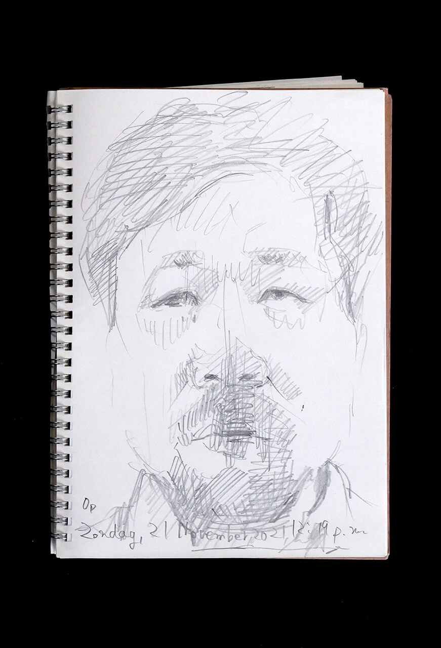 Contemporary artist SHINTAKU Tomoni's 2021/11/21 Self-portrait or pencil drawing