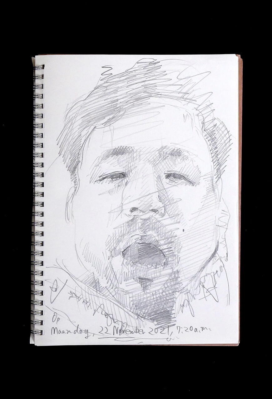 Contemporary artist SHINTAKU Tomoni's 2021/11/22 Self-portrait or pencil drawing