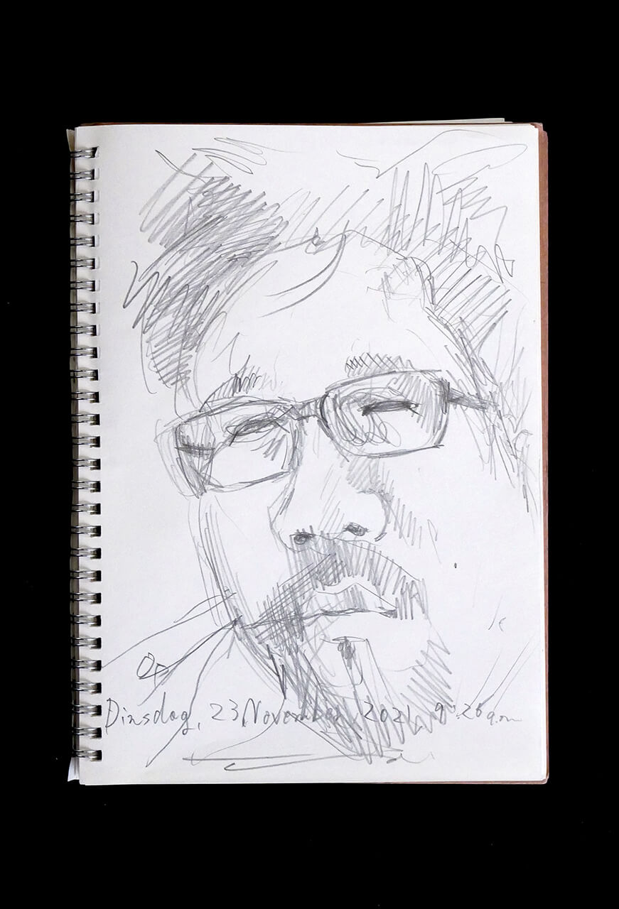 Contemporary artist SHINTAKU Tomoni's 2021/11/23 Self-portrait or pencil drawing