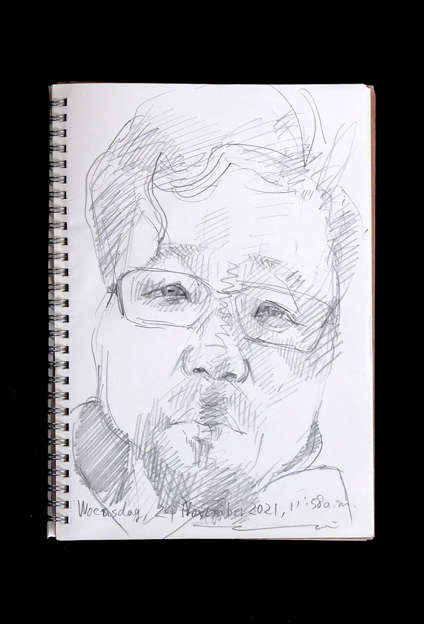 Contemporary artist SHINTAKU Tomoni's 2021/11/24 Self-portrait or pencil drawing