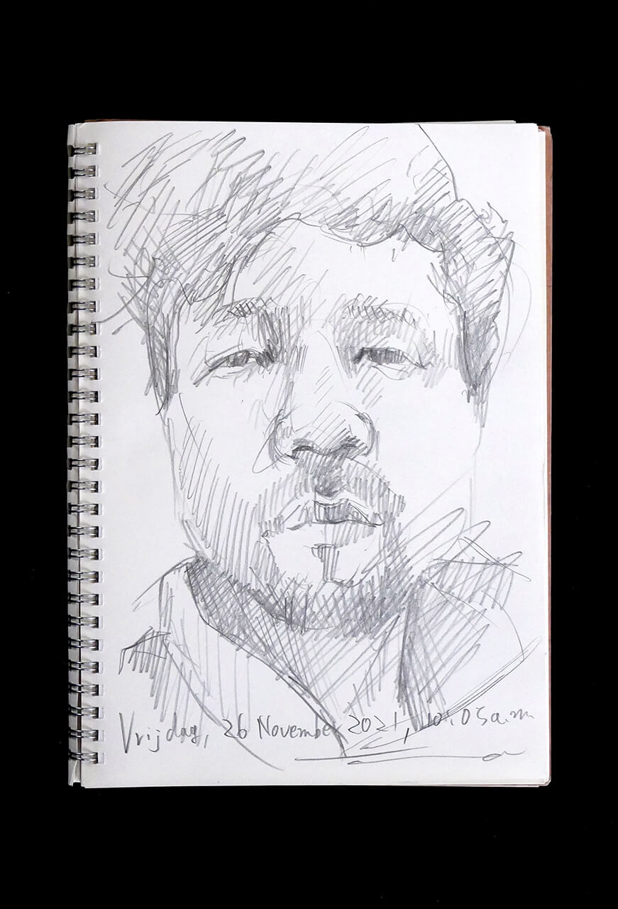 Contemporary artist SHINTAKU Tomoni's 2021/11/26 Self-portrait or pencil drawing