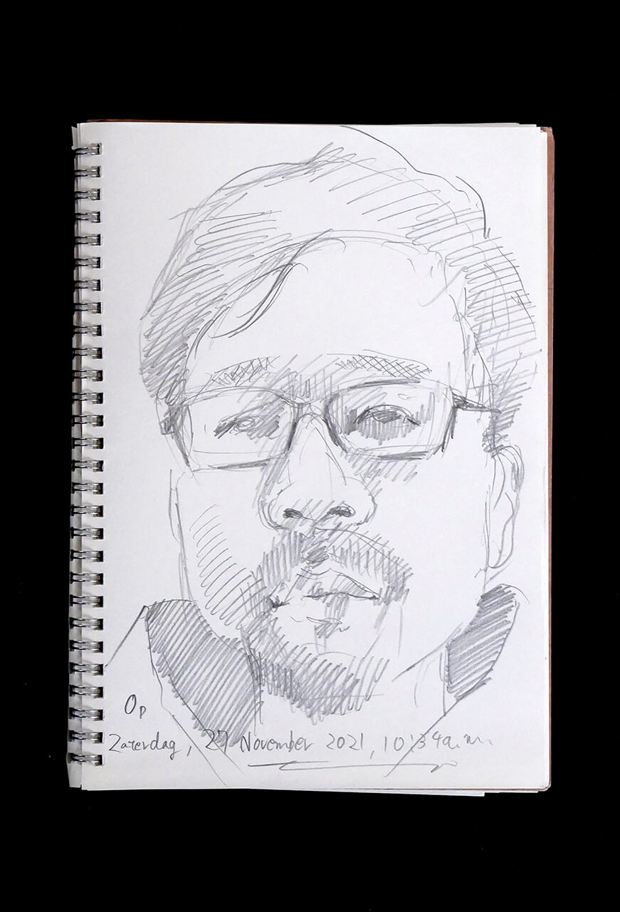 Contemporary artist SHINTAKU Tomoni's 2021/11/27 Self-portrait or pencil drawing