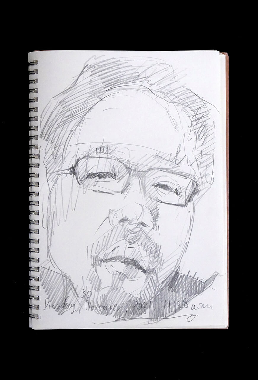 Contemporary artist SHINTAKU Tomoni's 2021/11/30 Self-portrait or pencil drawing