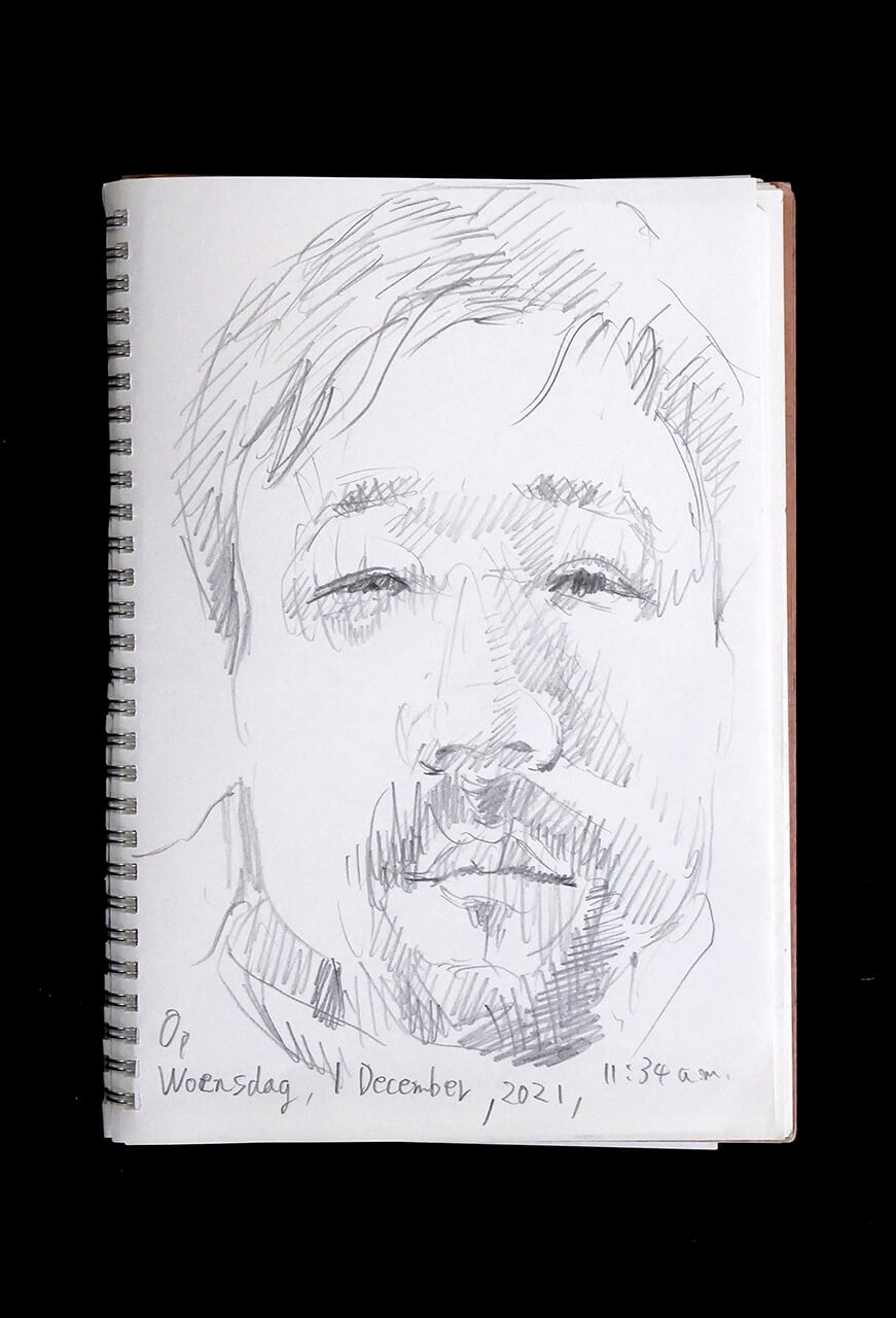 Contemporary artist SHINTAKU Tomoni's 2021/12/1 Self-portrait or pencil drawing