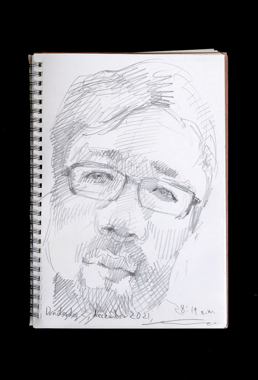 Contemporary artist SHINTAKU Tomoni's 2021/12/2 Self-portrait or pencil drawing