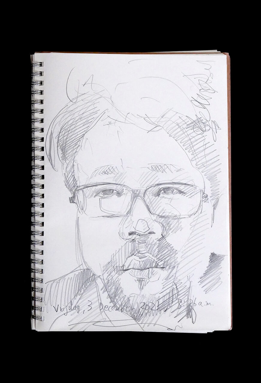 Contemporary artist SHINTAKU Tomoni's 2021/12/3 Self-portrait or pencil drawing