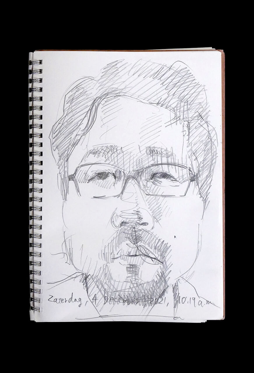 Contemporary artist SHINTAKU Tomoni's 2021/12/4 Self-portrait or pencil drawing