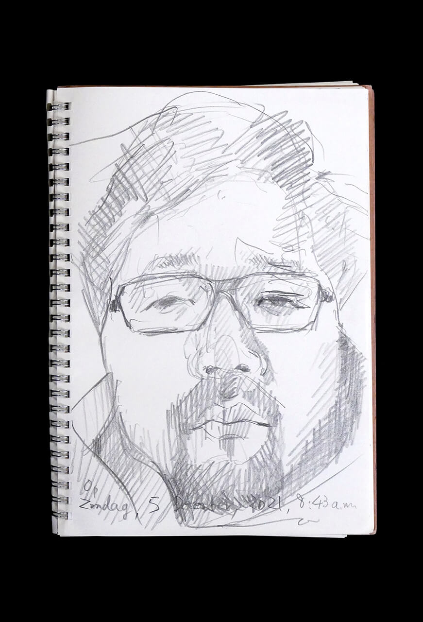 Contemporary artist SHINTAKU Tomoni's 2021/12/5 Self-portrait or pencil drawing