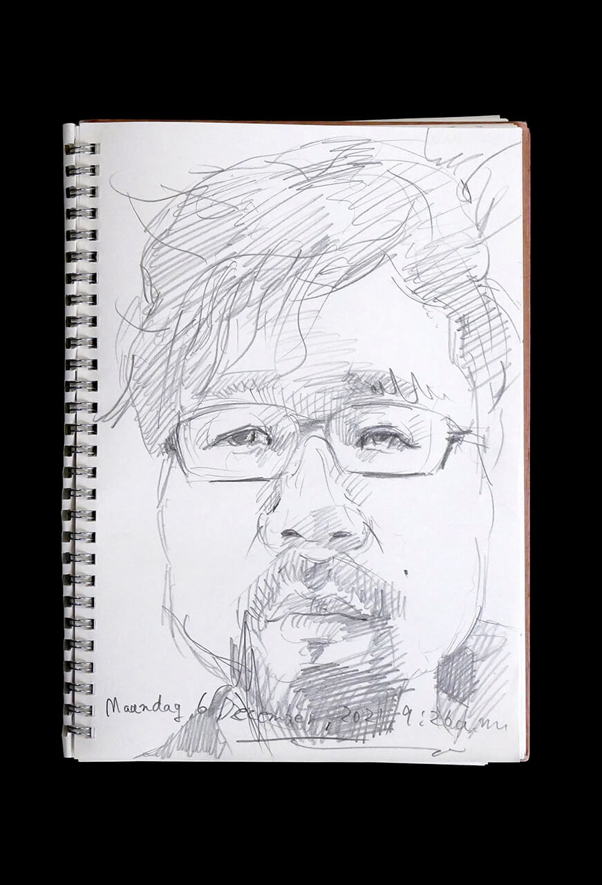 Contemporary artist SHINTAKU Tomoni's 2021/12/6 Self-portrait or pencil drawing