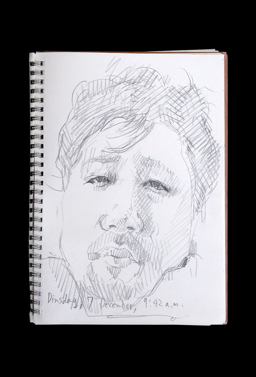 Contemporary artist SHINTAKU Tomoni's 2021/12/7 Self-portrait or pencil drawing