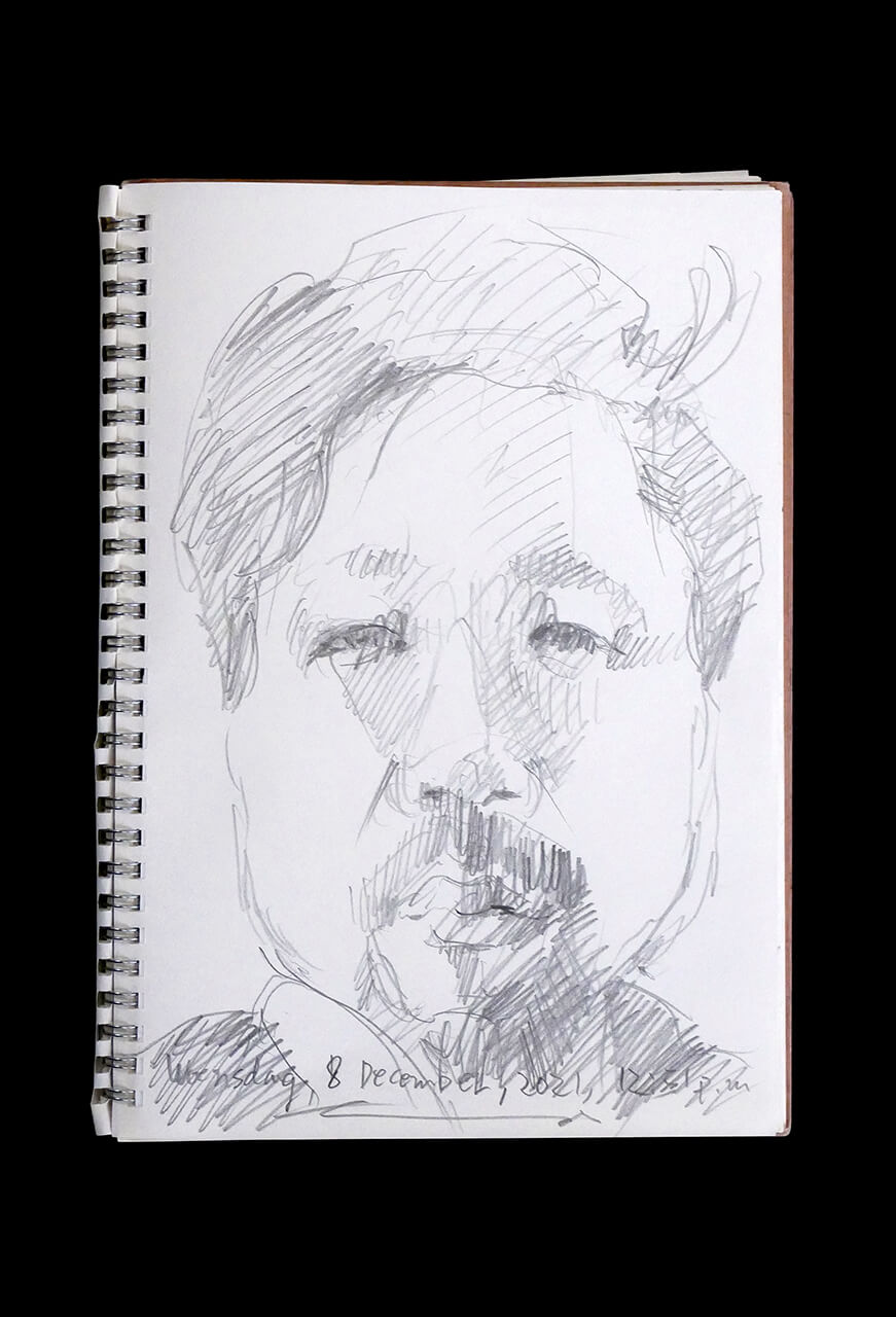 Contemporary artist SHINTAKU Tomoni's 2021/12/8 Self-portrait or pencil drawing