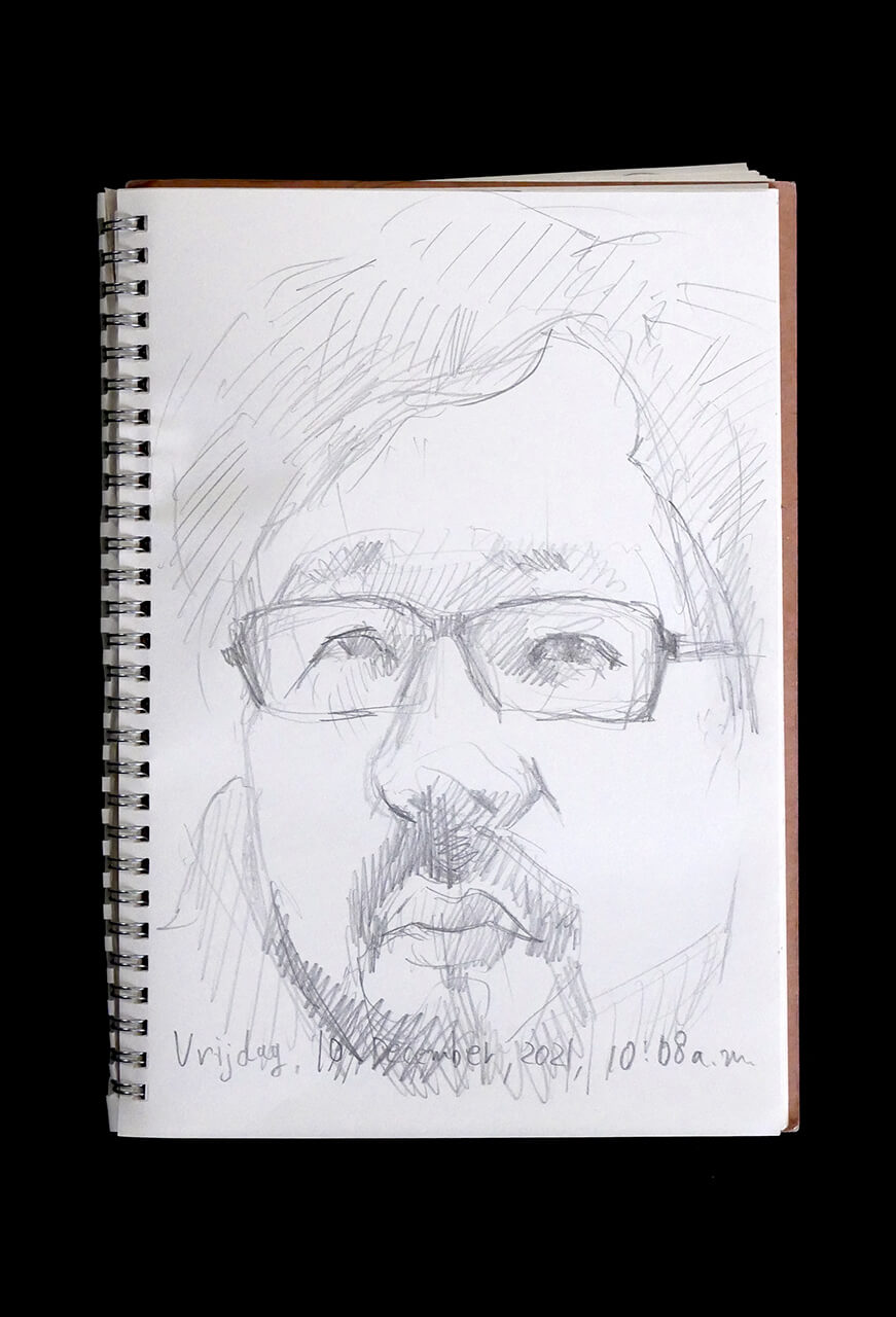 Contemporary artist SHINTAKU Tomoni's 2021/12/10 Self-portrait or pencil drawing