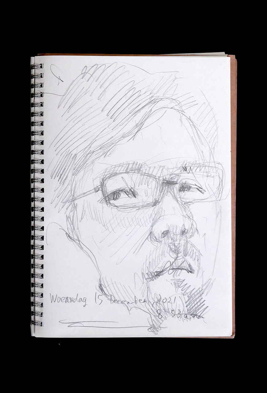 Contemporary artist SHINTAKU Tomoni's 2021/12/15 Self-portrait or pencil drawing