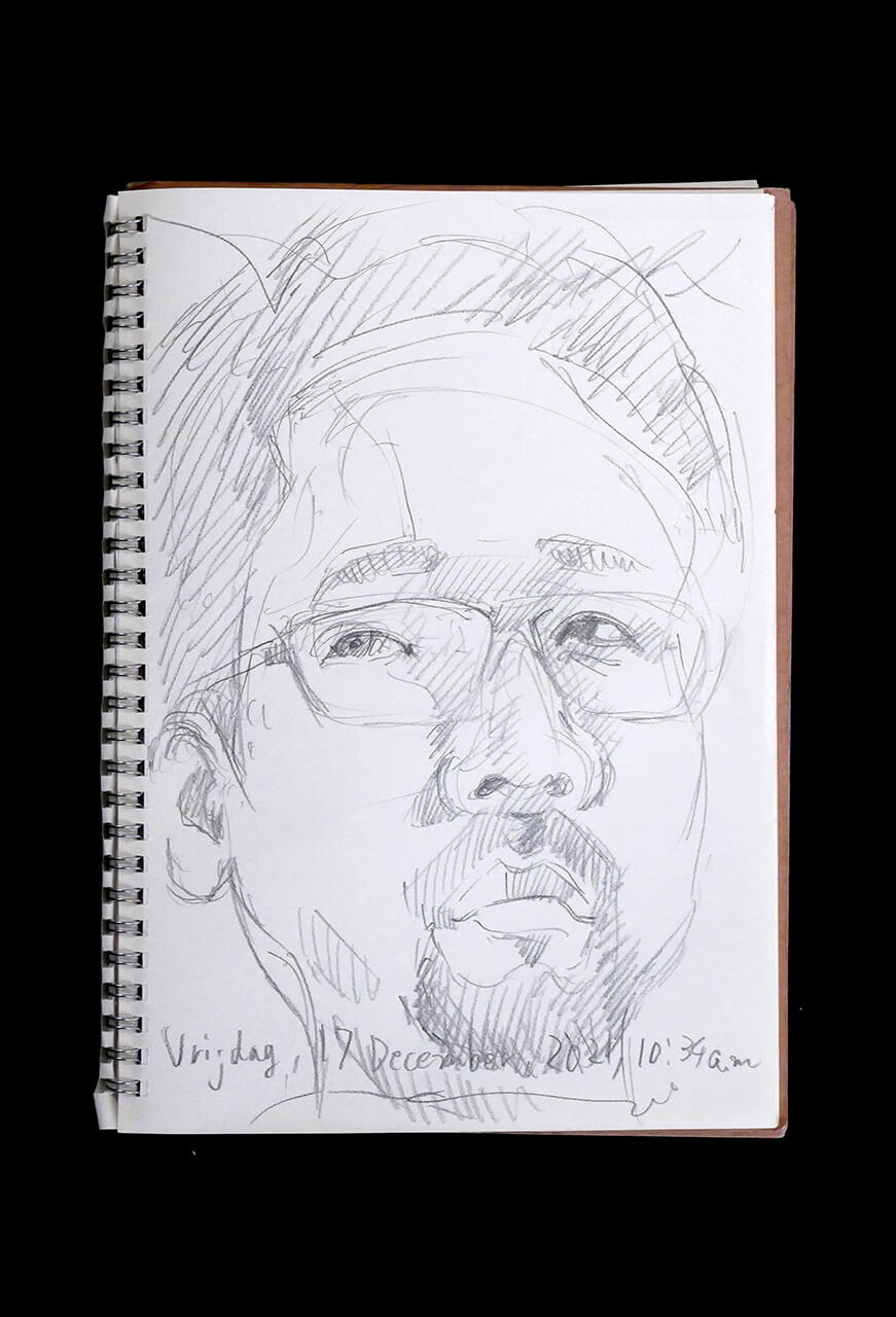 Contemporary artist SHINTAKU Tomoni's 2021/12/17 Self-portrait or pencil drawing