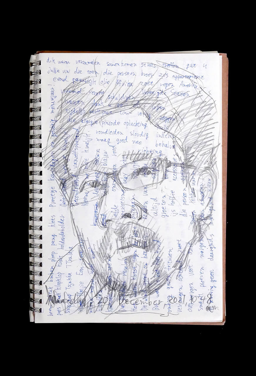 Contemporary artist SHINTAKU Tomoni's 2021/12/20 Self-portrait or pencil drawing