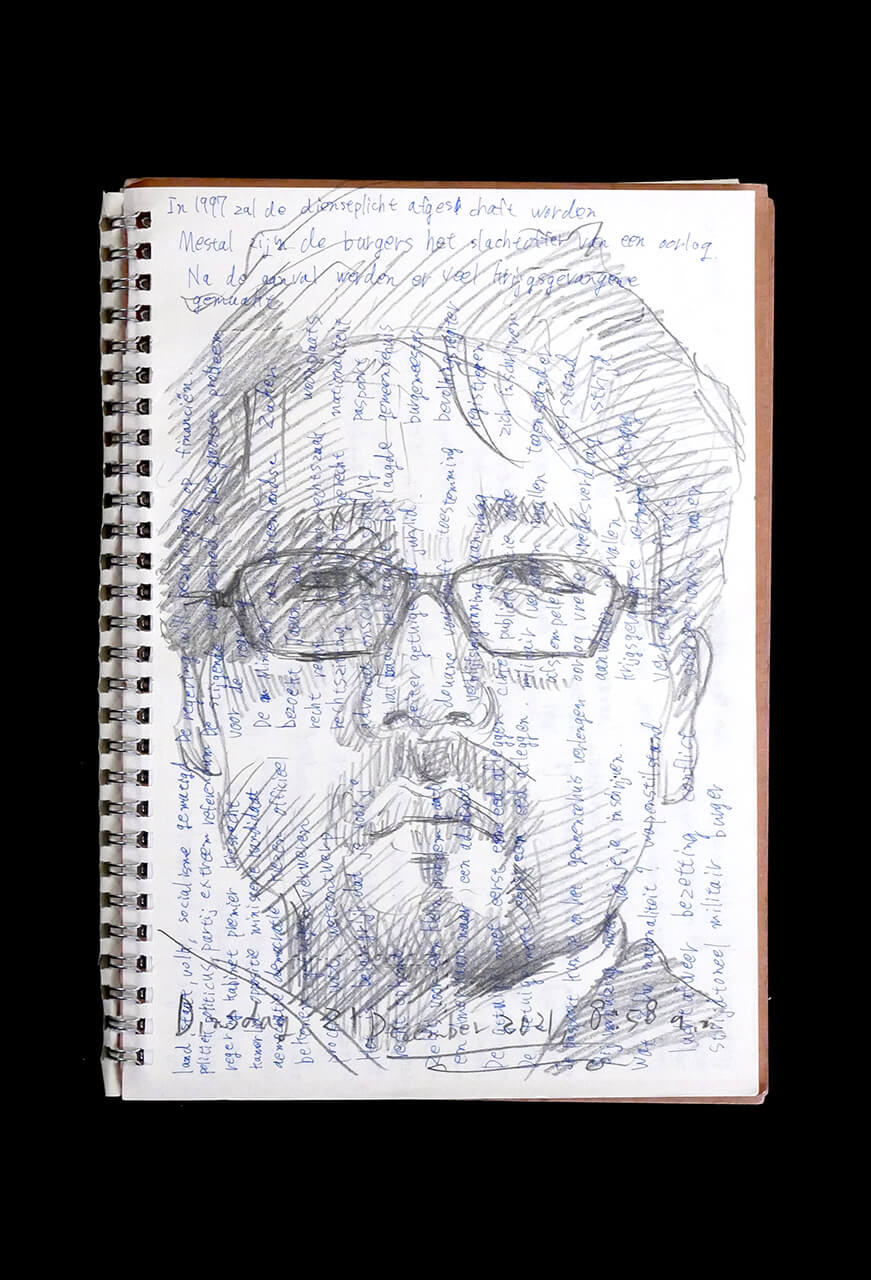 Contemporary artist SHINTAKU Tomoni's 2021/12/21 Self-portrait or pencil drawing