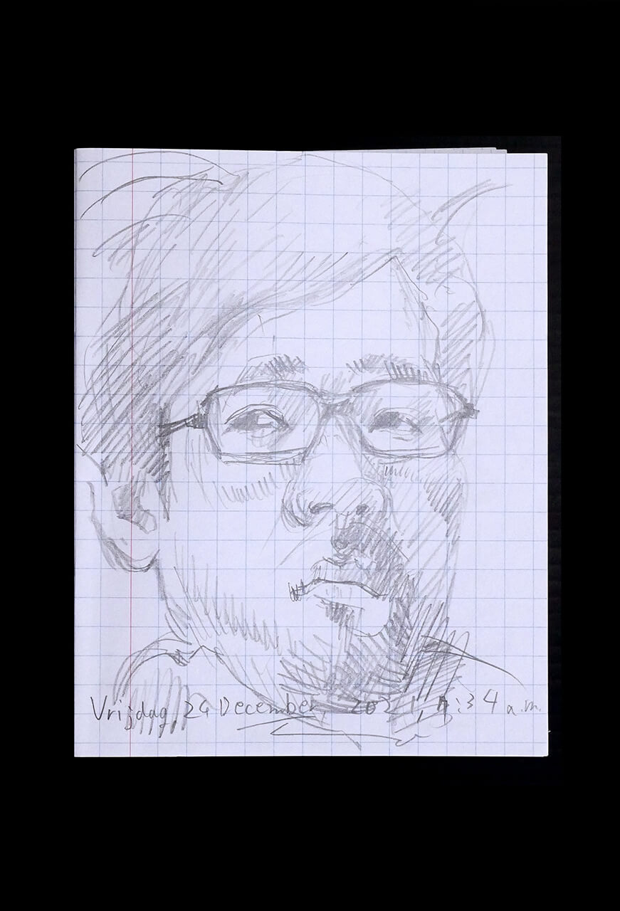 Contemporary artist SHINTAKU Tomoni's 2021/12/24 Self-portrait or pencil drawing