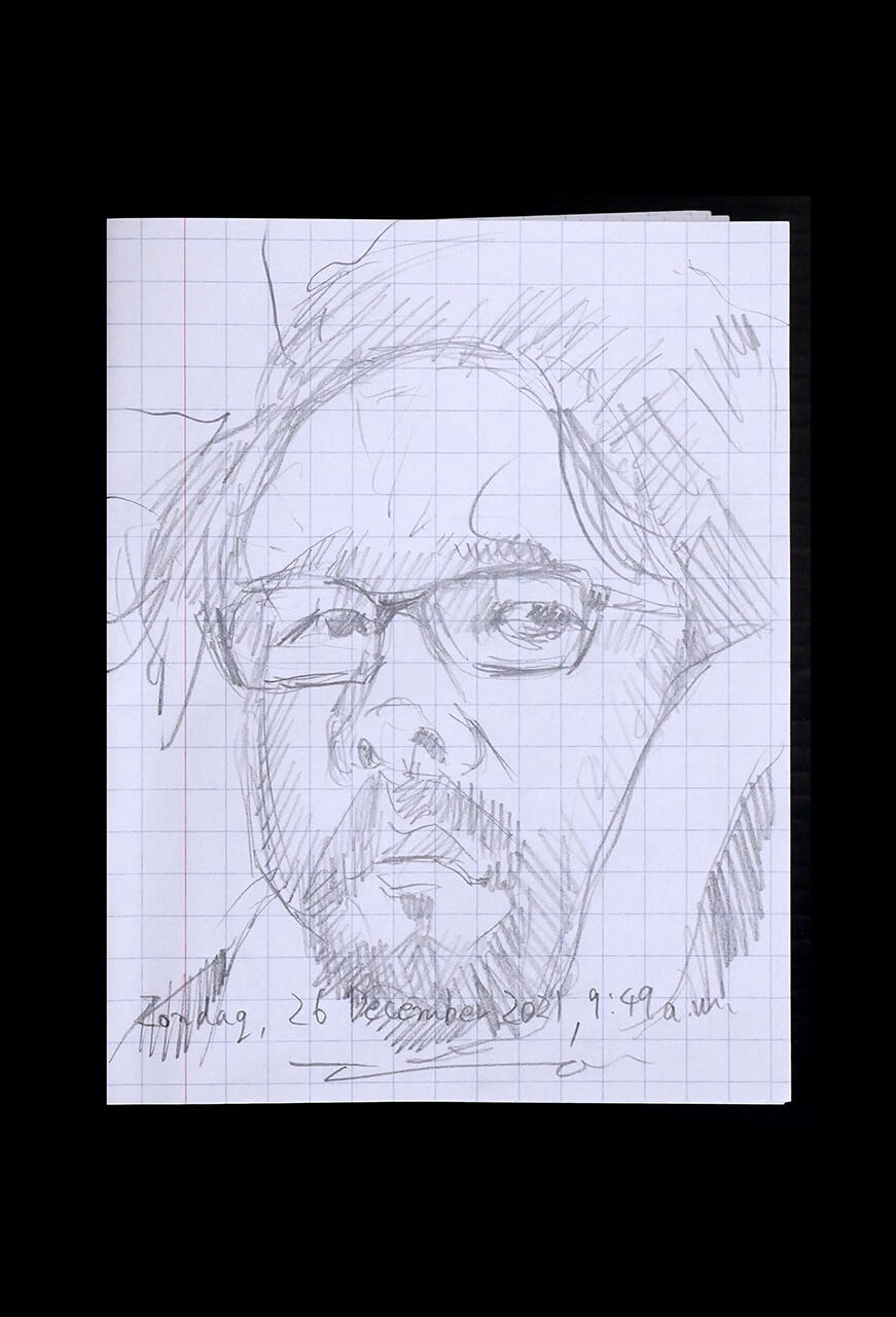 Contemporary artist SHINTAKU Tomoni's 2021/12/26 Self-portrait or pencil drawing