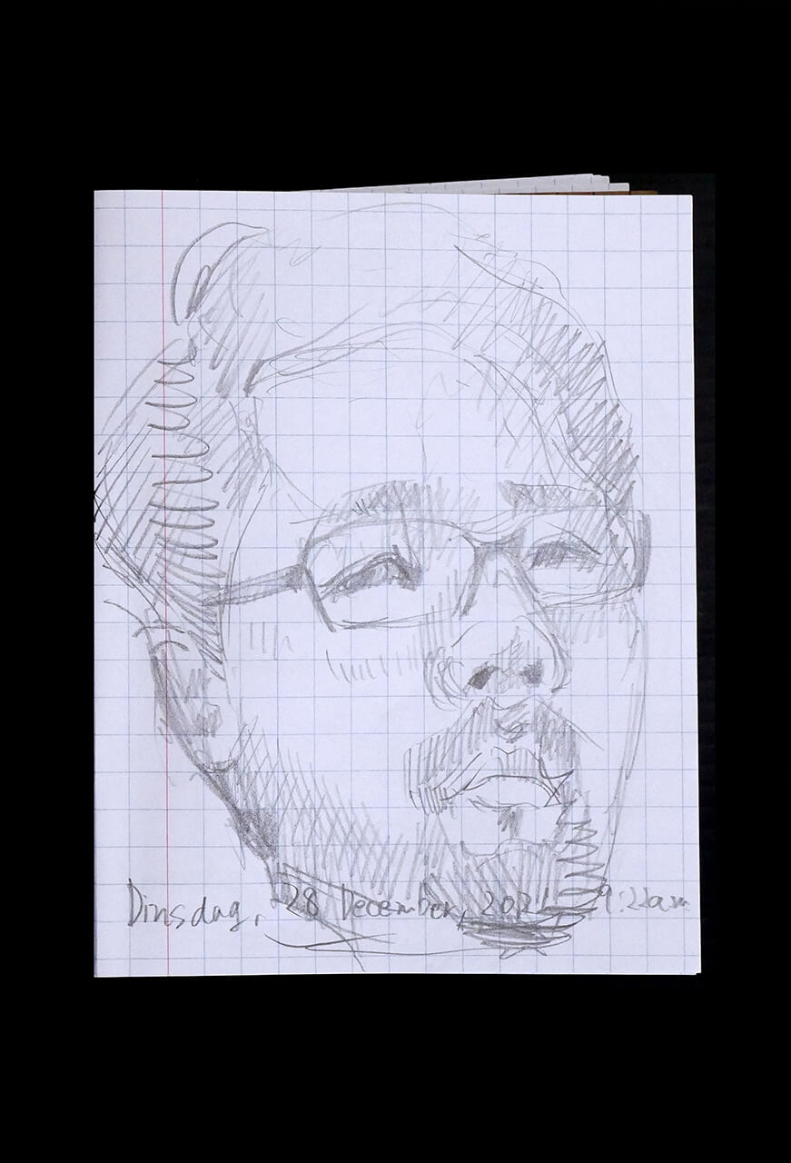 Contemporary artist SHINTAKU Tomoni's 2021/12/28 Self-portrait or pencil drawing