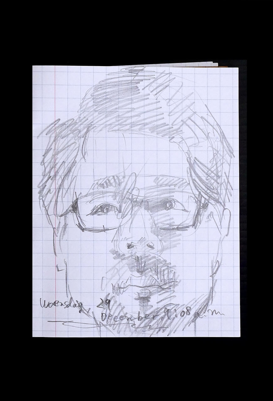 Contemporary artist SHINTAKU Tomoni's 2021/12/29 Self-portrait or pencil drawing