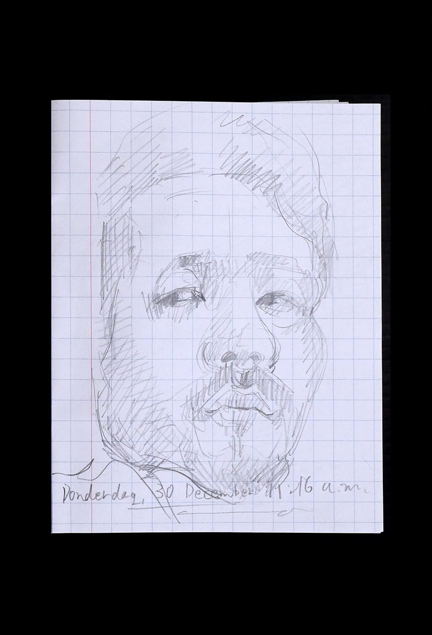 Contemporary artist SHINTAKU Tomoni's 2021/12/30 Self-portrait or pencil drawing