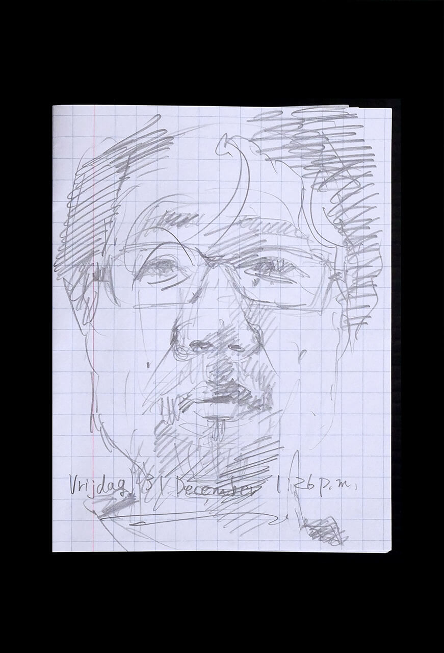 Contemporary artist SHINTAKU Tomoni's 2021/12/31 Self-portrait or pencil drawing