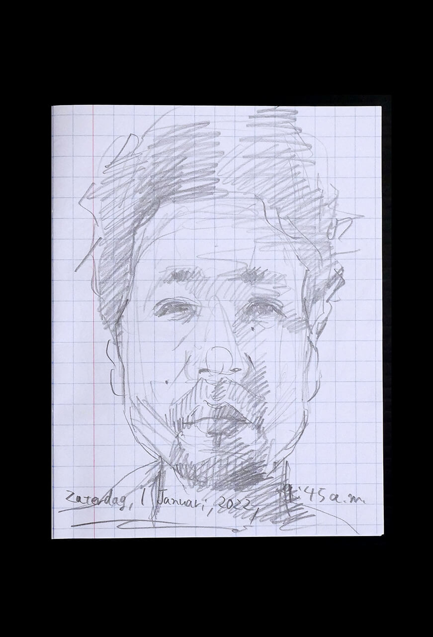 Contemporary artist SHINTAKU Tomoni's 2022/1/1 Self-portrait or pencil drawing