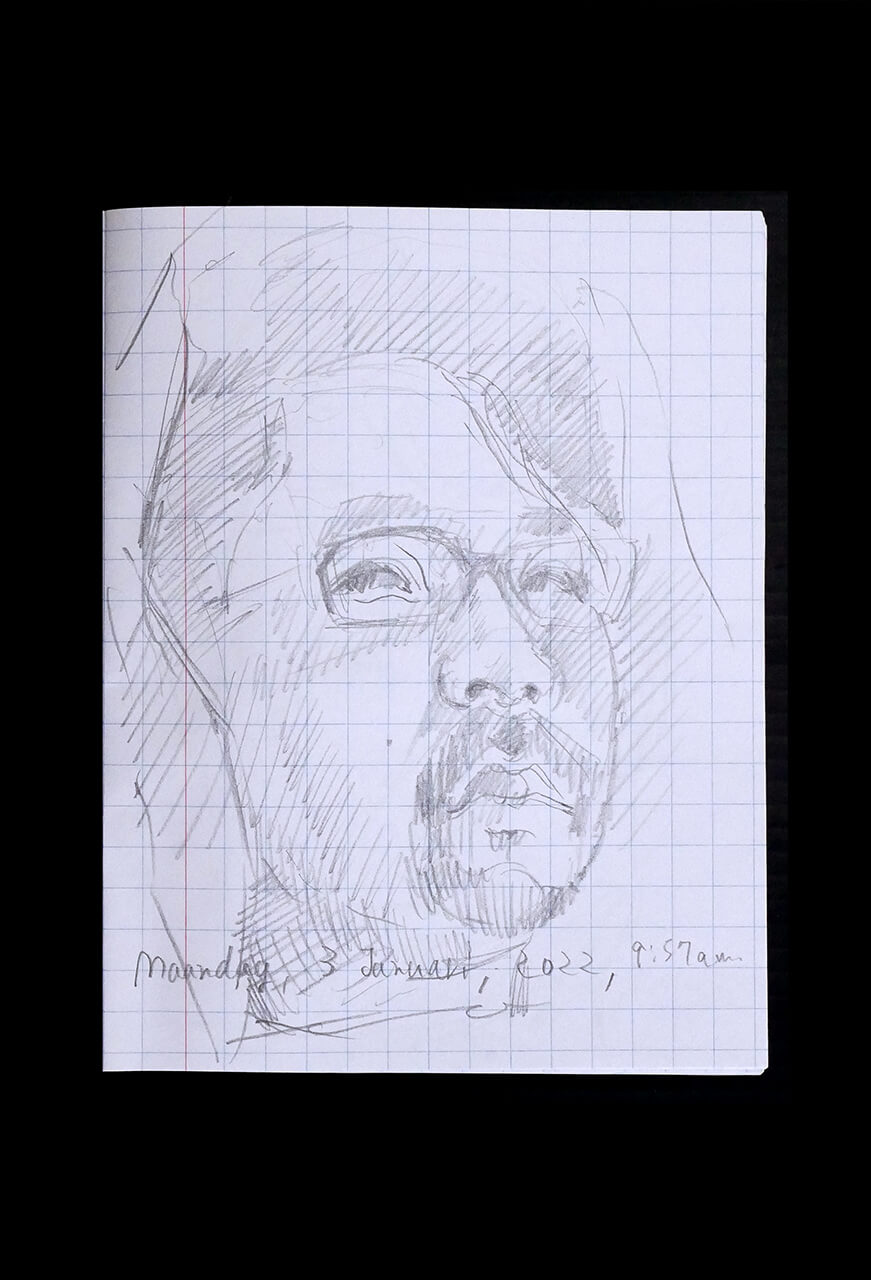 Contemporary artist SHINTAKU Tomoni's 2022/1/3 Self-portrait or pencil drawing