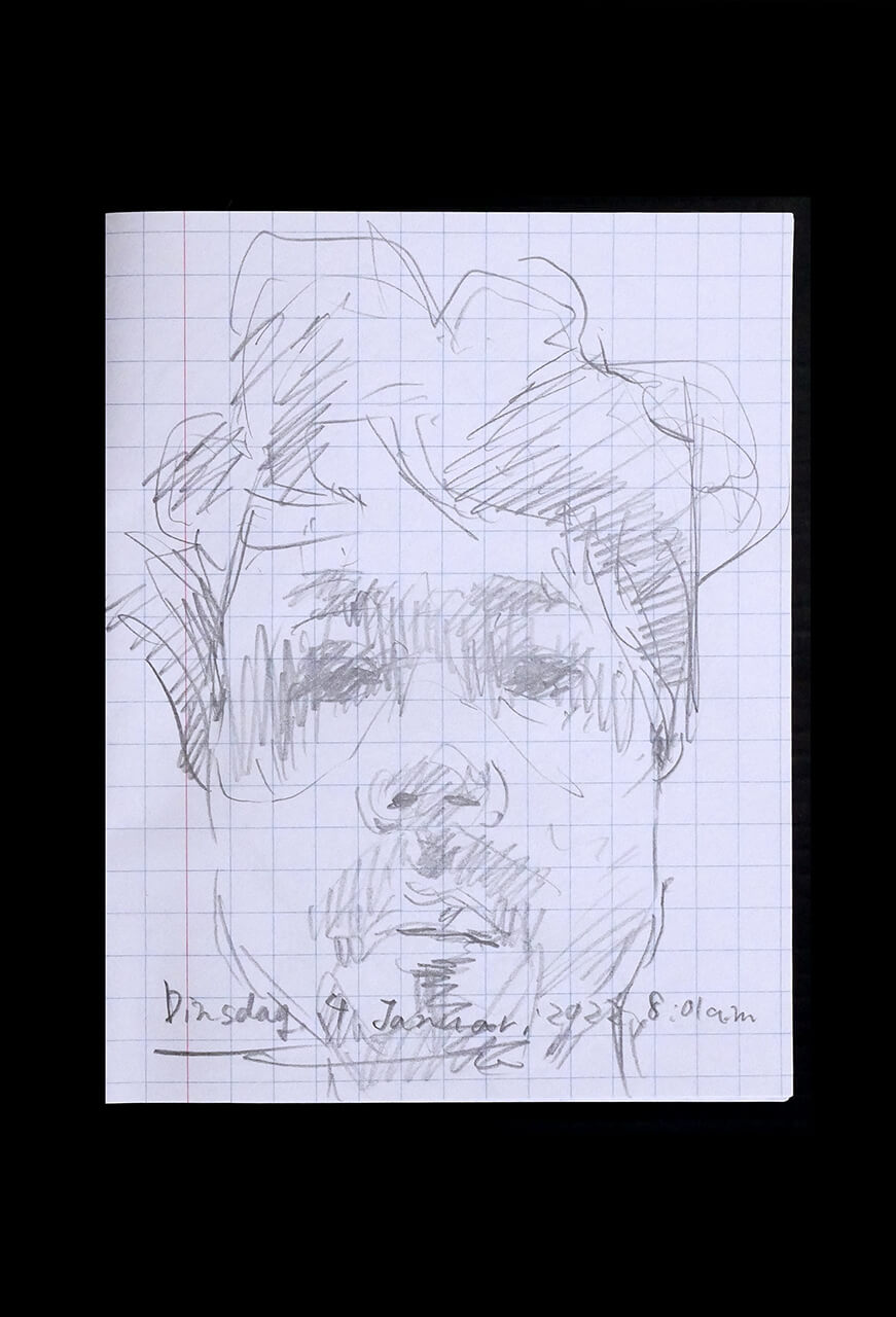 Contemporary artist SHINTAKU Tomoni's 2022/1/4 Self-portrait or pencil drawing