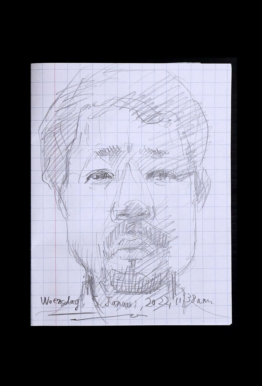 Contemporary artist SHINTAKU Tomoni's 2022/1/5 Self-portrait or pencil drawing