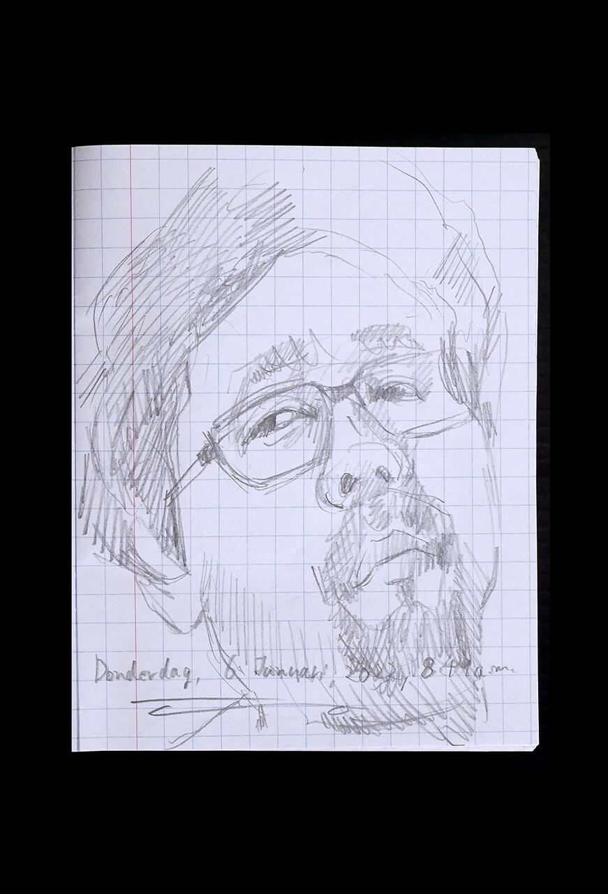 Contemporary artist SHINTAKU Tomoni's 2022/1/6 Self-portrait or pencil drawing