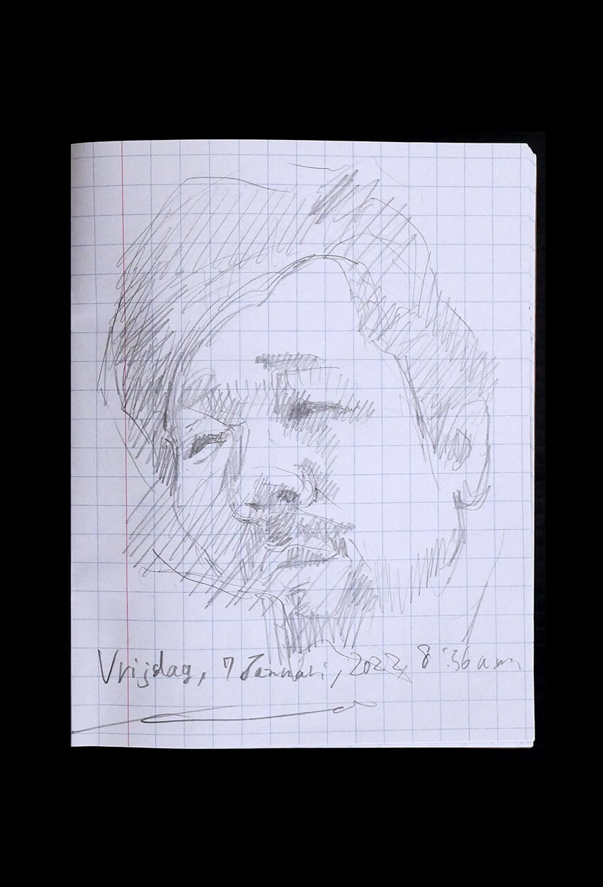 Contemporary artist SHINTAKU Tomoni's 2022/1/7 Self-portrait or pencil drawing